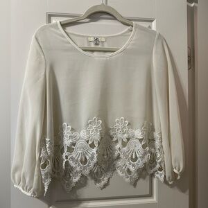 Cream and sheer embroidery top